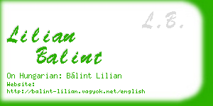 lilian balint business card